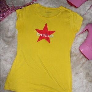 Bebe Yellow Star Graphic Women's Top
